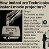 An advert for the Technicolor Instant Movie projectors from the April 1967 issue of Business Screen magazine.