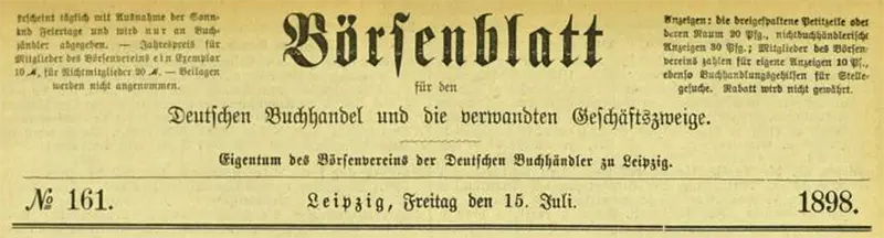 Stock exchange sheet for the German book trade and its relatives in Leipzig title