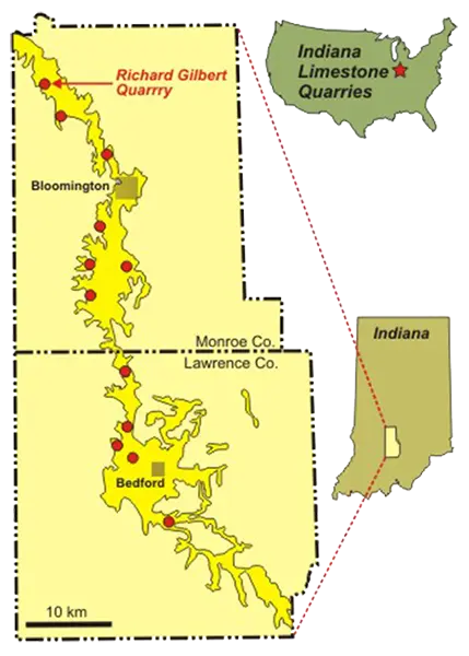 Indiana limestone map