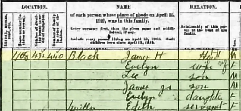 Black family 1910 census record