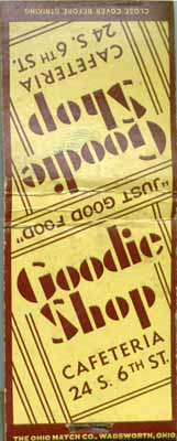 Goodie Shop Cafeteria Matchbook