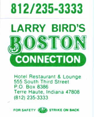 Larry Bird's Boston Connection matchbook