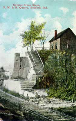 Natural stone steps - P. M. & B. Quarry, Bedford, Indiana