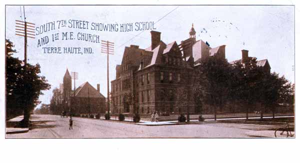 South Seventh Street showing showing High School and 1st M. E. Church