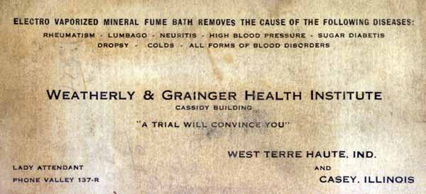 Weatherly & Grainger Health Institute business card