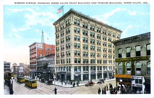 Wabash Avenue, Showing Terre Haute Trust Building and Tribune Building, Terre Haute
