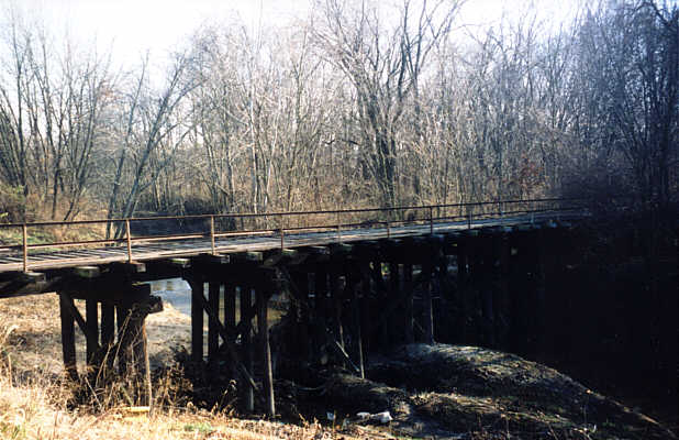 Old wooden trestle railway bridge