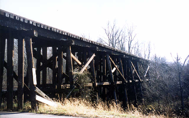 Wooden trestle railway bridge