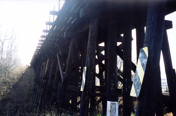 Wooden trestle railway bridge