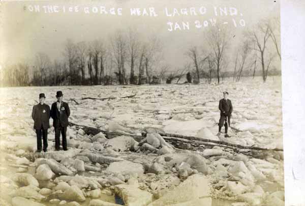 Wabash River, frozen and flooded, Lagro