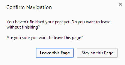 Facebook navigation warning