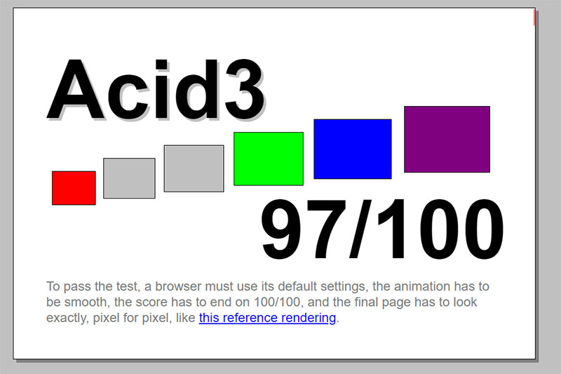 Web Acid Test 3 results