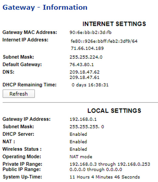 General router information